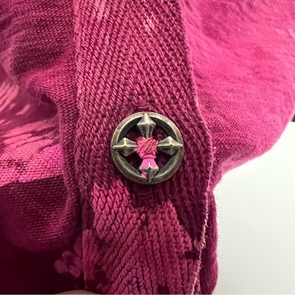 Affliction 90s Burgundy Long Sleeve Hoodie Spell Out Top Embellished Angel Wings - Picture 10 of 15